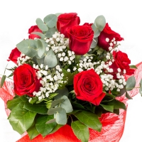 Pachet Buchet 9 trandafiri rosii cu gipsofila 4